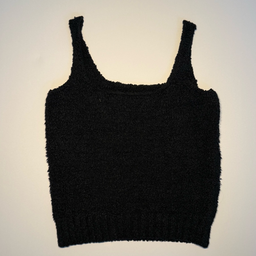 SKIMS Black Fuzzy Tank Top